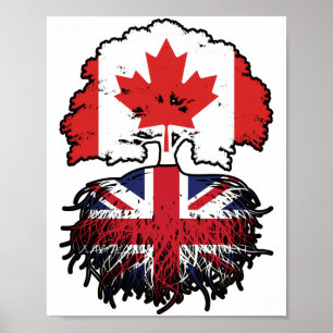 British Canadian Canada Tree Roots Flag Poster