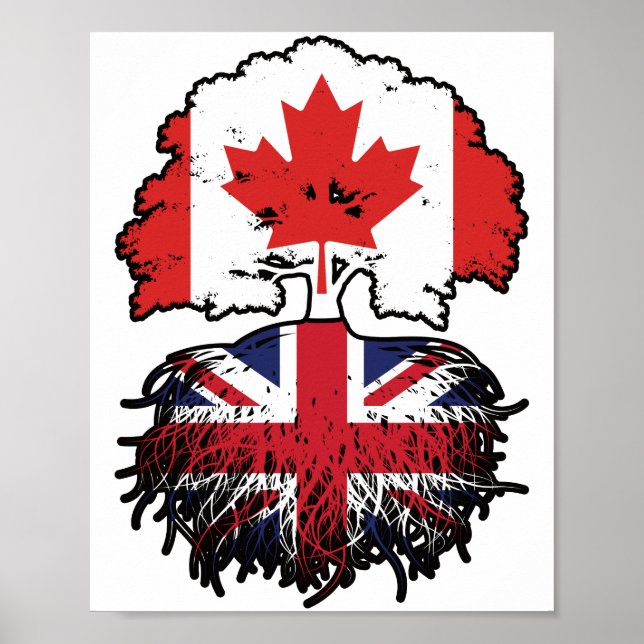 British Canadian Canada Tree Roots Flag Poster (Vorne)