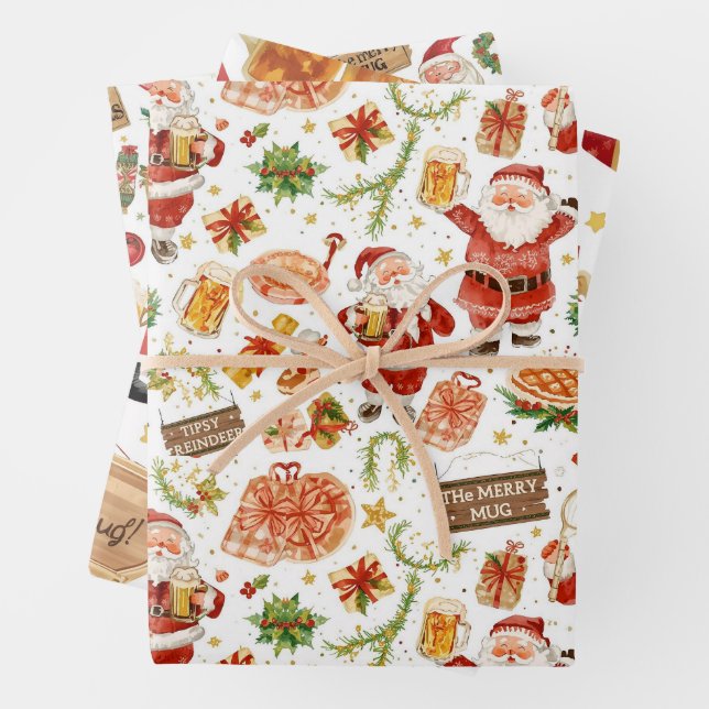 British Christmas Wrapping Paper Santa Claus Geschenkpapier Set (Beispiel)