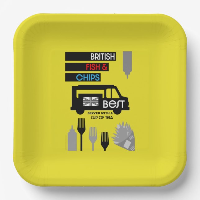British Classic Fish and Chips Pappteller (Vorderseite)