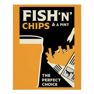 British Classic Fish and Chips Poster