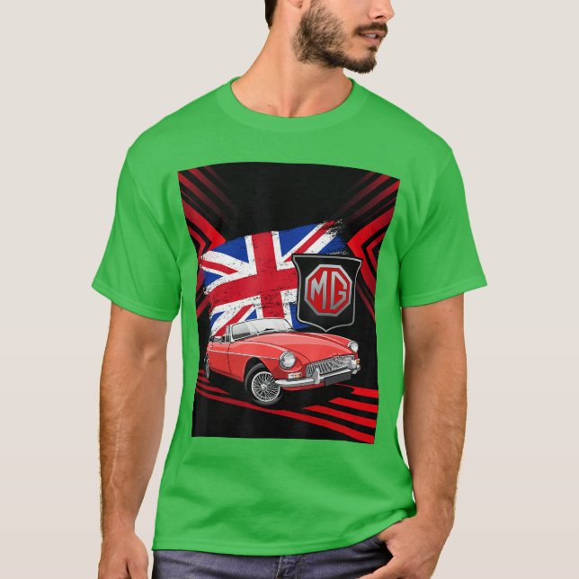 British Classic Sports Car MG MGB Convertible fami T-Shirt (Vorderseite)