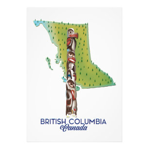 British Columbia Canada kartografiert Poster. Fotodruck