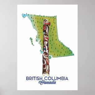 British Columbia Canada kartografiert Poster. Poster
