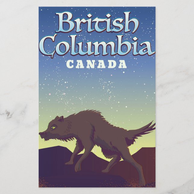 British Columbia Canada Wild Wolf Poster Briefpapier (Vorderseite)