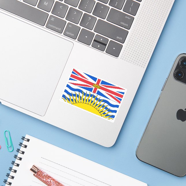 British Columbia Flag Graphic Aufkleber (Laptop mit iPhone)