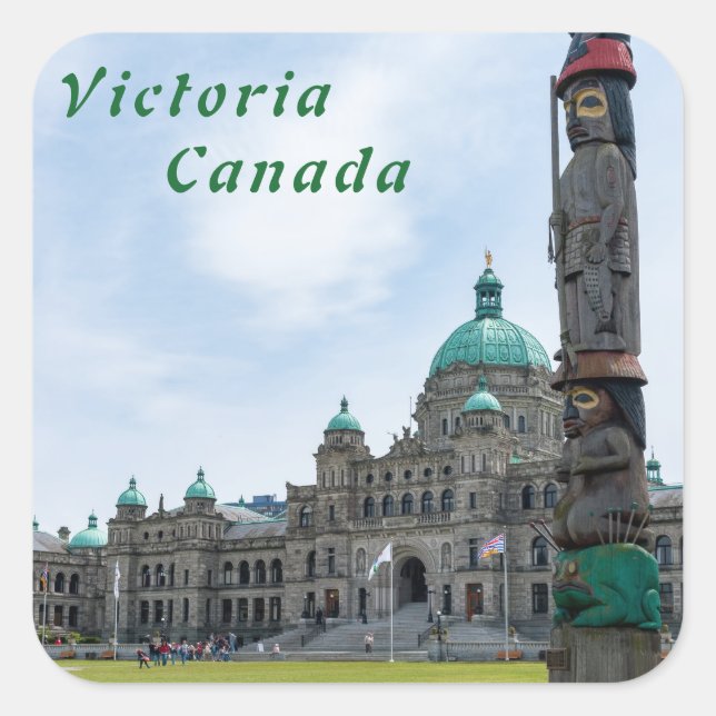 British Columbia Parliament - Victoria, Kanada Quadratischer Aufkleber (Vorderseite)