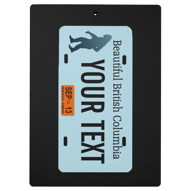 British Columbia Sasquatch License Plate Klemmbrett (Rückseite)