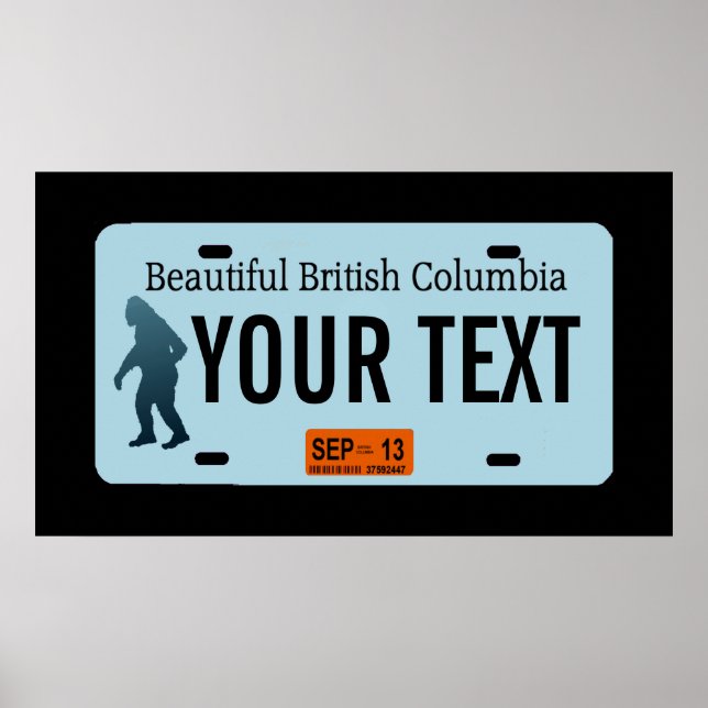 British Columbia Sasquatch License Plate Poster (Vorne)