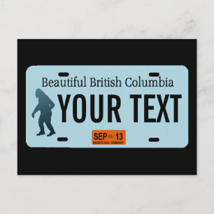 British Columbia Sasquatch License Plate Postkarte