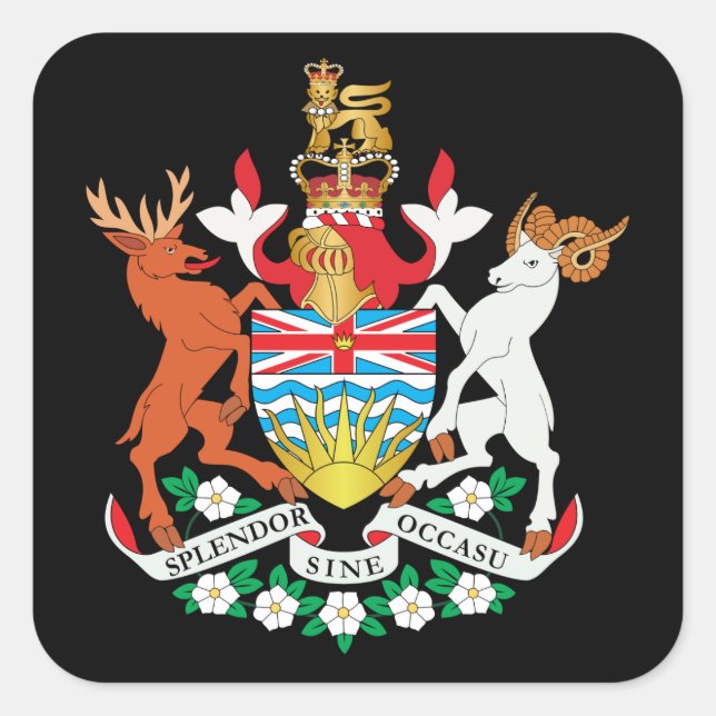 British Columbia Wappen Quadratischer Aufkleber (Vorderseite)