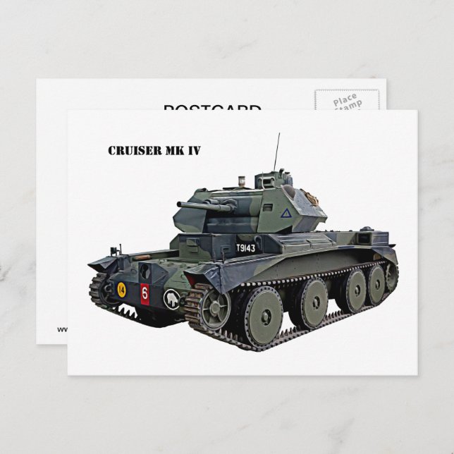 British Cruiser Mk IV Tank Postkarte (Vorne/Hinten)