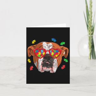 British English Bulldog Dog Puzzle Gles Awareness Karte