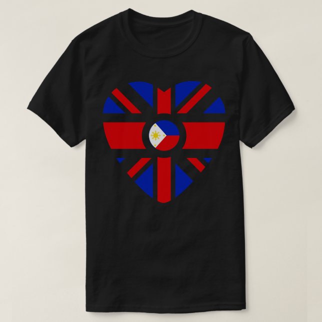 British Filipino Multinational Patriot Flag Herz T-Shirt (Design vorne)