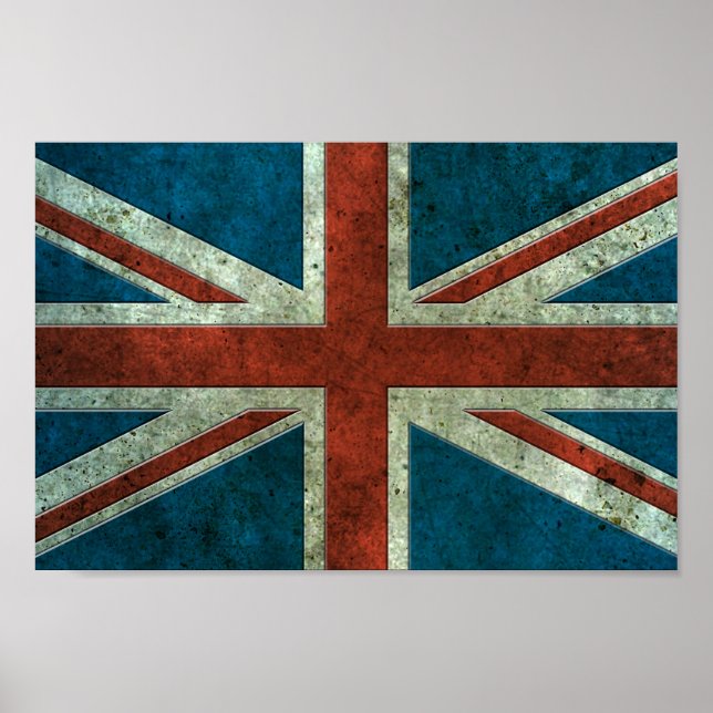 British Flag Aged Steel Effect Poster (Vorne)