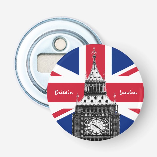 British Flag & Big Ben - London, Großbritannien /S Flaschenöffner (Vorderseite)
