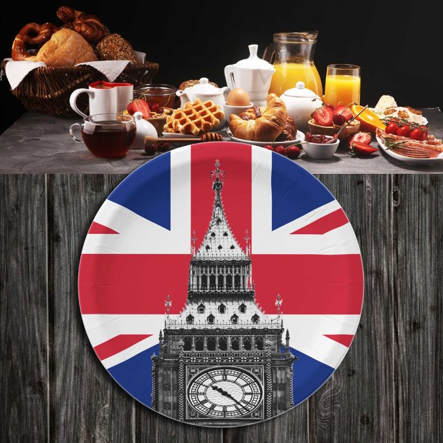 British Flag & Big Ben - London, Großbritannien /S Pappteller (Von Creator hochgeladen)