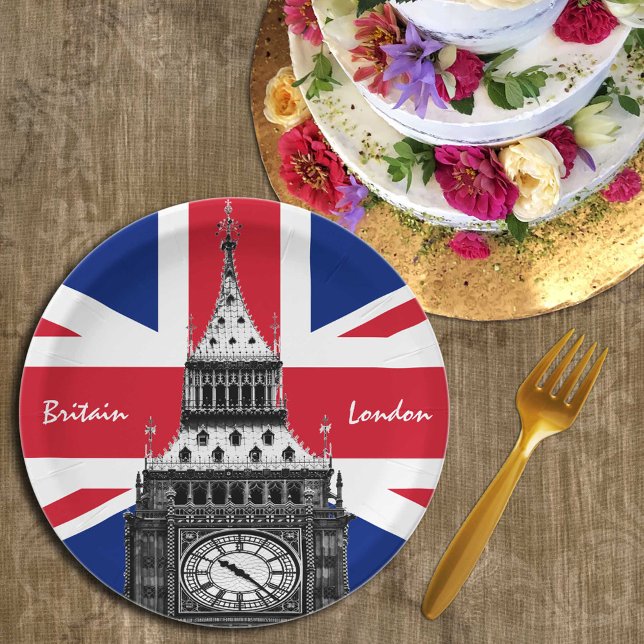 British Flag & Big Ben - London, Großbritannien /S Pappteller (Von Creator hochgeladen)