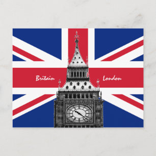 British Flag & Big Ben - London, Großbritannien /S Postkarte