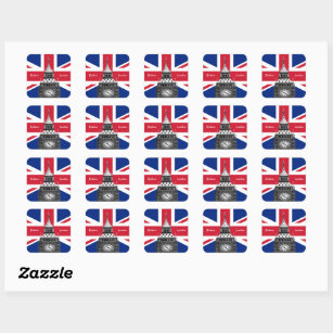 British Flag & Big Ben - London, Großbritannien /S Quadratischer Aufkleber