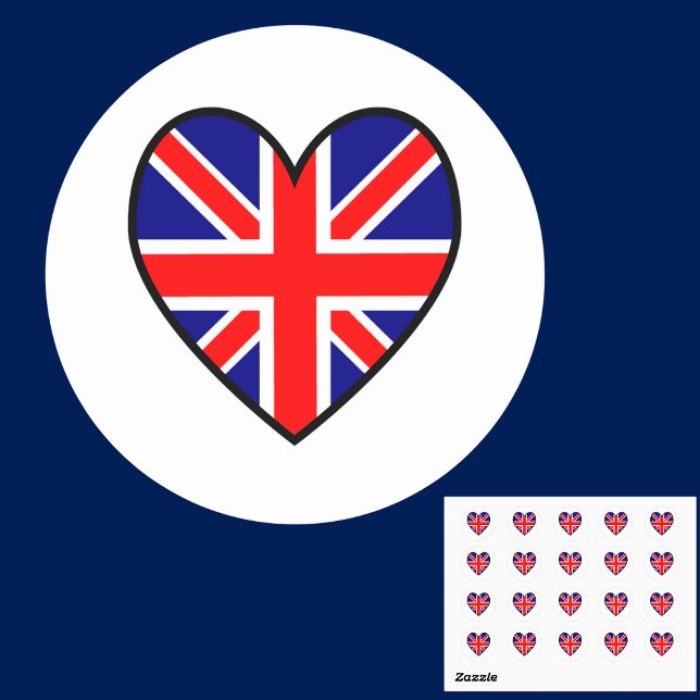 British Flag Heart Valentine Runder Aufkleber (Von Creator hochgeladen)