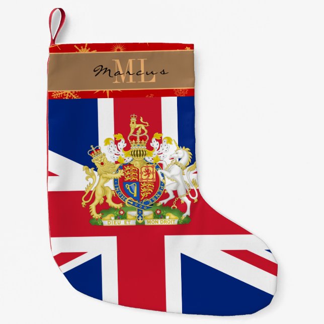 British Flag Strumpf, UK, Monogramm, Union Jack Kleiner Weihnachtsstrumpf (Vorderseite)