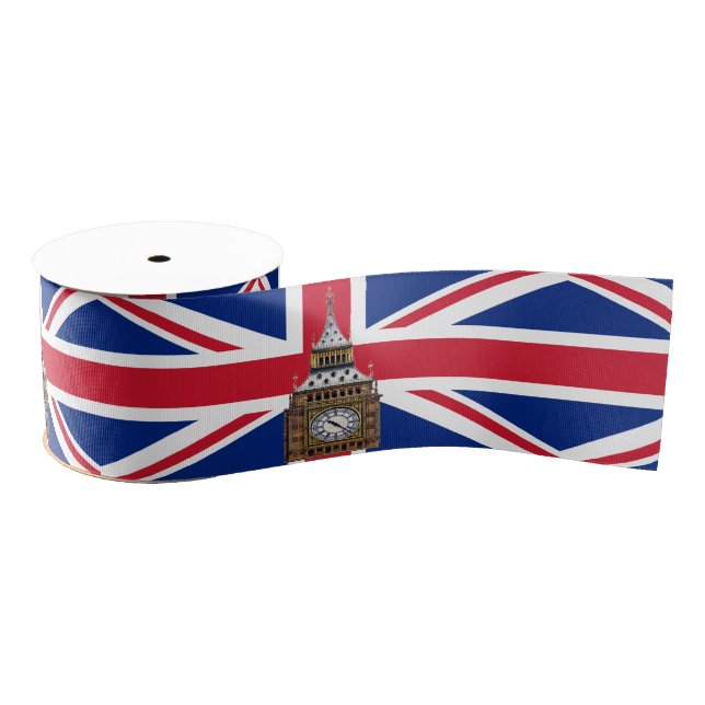 British Flag & United, Big Ben/London Großbritanni Ripsband (Spule)