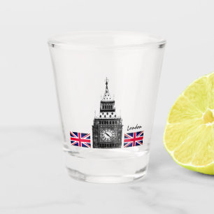 British Flag & United, Big Ben / UK sport Schnapsglas
