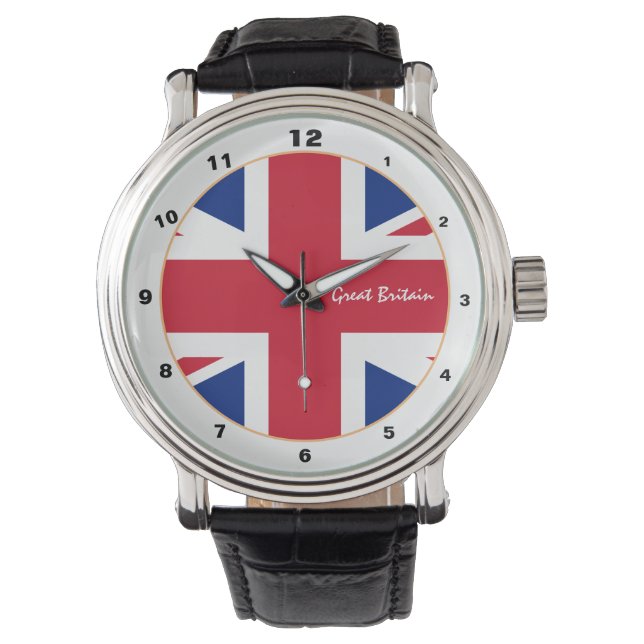 British Flag & United Kingdom trendy fashion UK Armbanduhr (Vorderseite)