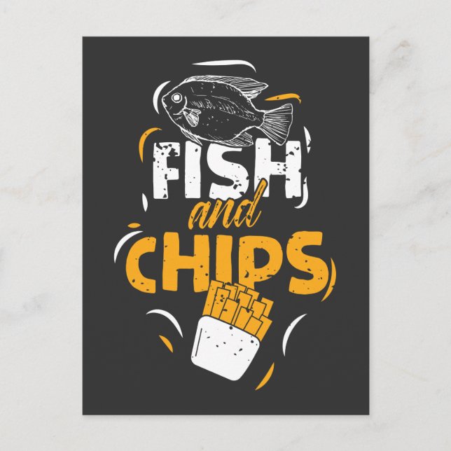 British Food Fish Chips Funny Streetfood Postkarte (Vorderseite)