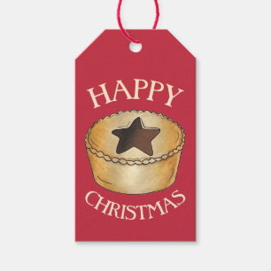British Food Fruit Mince Pie Happy Christmas Geschenkanhänger