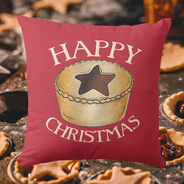 British Food Fruit Mince Pie Happy Christmas Kissen (Mince Pie Pillow)