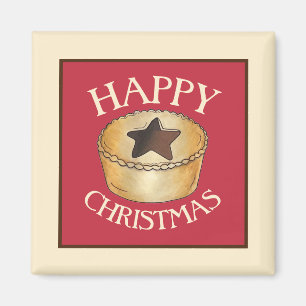 British Food Fruit Mince Pie Happy Christmas Magnet