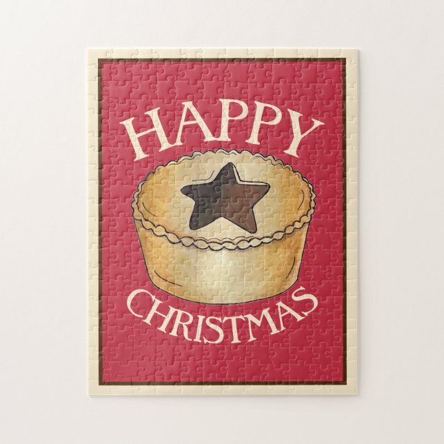 British Food Fruit Mince Pie Happy Christmas Puzzle (Vertikal)