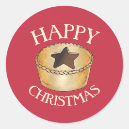 British Food Fruit Mince Pie Happy Christmas Runder Aufkleber
