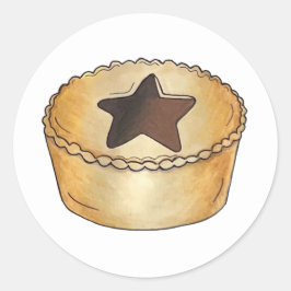 British Food Fruit Mince Pie Happy Christmas Runder Aufkleber