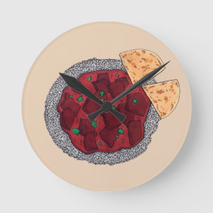 British Food Indian Takeaway Chicken Tikka Masala Runde Wanduhr