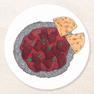 British Food Indian Takeaway Chicken Tikka Masala Runder Pappuntersetzer