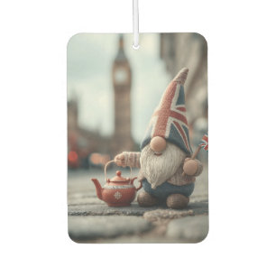 British Gnome mit Union Jack Hat und Teapot Autolufterfrischer