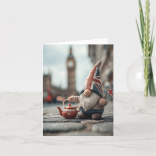 British Gnome mit Union Jack Hat und Teapot Feiertagskarte