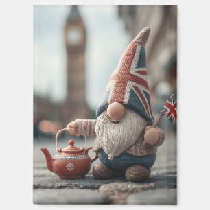 British Gnome mit Union Jack Hat und Teapot Magnet