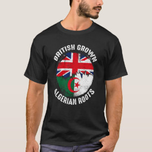 British Grown Algerian Roots Vintag Flags for Men T-Shirt