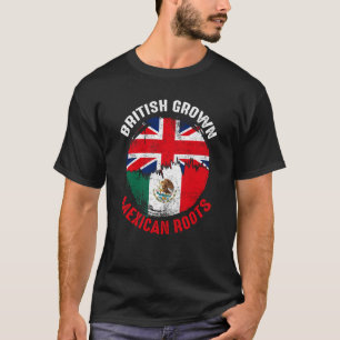 British Grown Mexican Roots Vintag Flags for Men T-Shirt