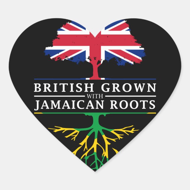 British Grown mit jamaikanischem Roots Jamaica Des Herz-Aufkleber (Vorderseite)
