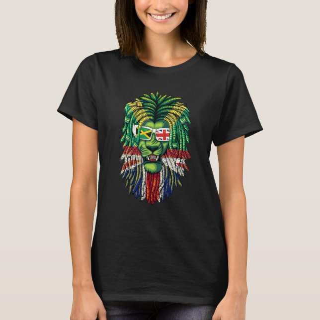British Grown With Jamaican Roots Idea With Lion D T-Shirt (Vorderseite)