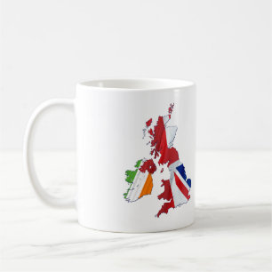 BRITISH ISLES MAP AND FLAGS KAFFEE TASSE