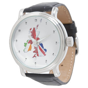 BRITISH ISLES MAP AND FLAGS WATCH ARMBANDUHR