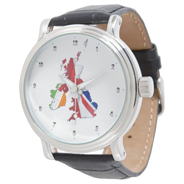 BRITISH ISLES MAP AND FLAGS WATCH ARMBANDUHR (Schrägansicht)