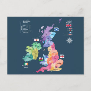 British Isles Map Postkarte
