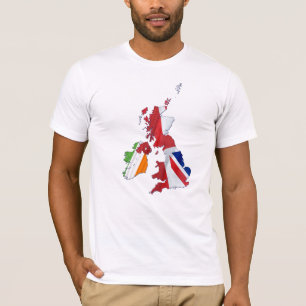 BRITISH ISLES MAP UND FLACHEN T-Shirt
